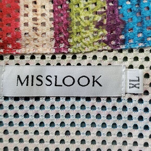 Misslook open net colorful jacket. Size XL. Tourqwise piping . - Picture 6 of 8